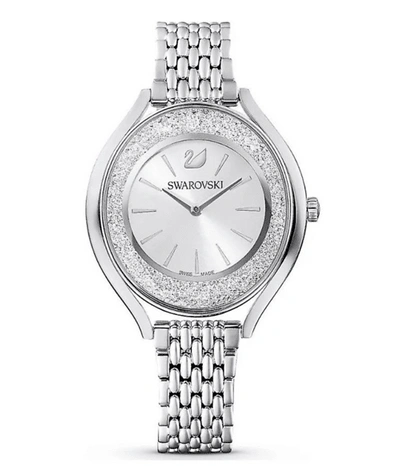 Pre-owned Swarovski 5519462 Crystalline Aura Quartz Oval Stainless Steel Women's Watch