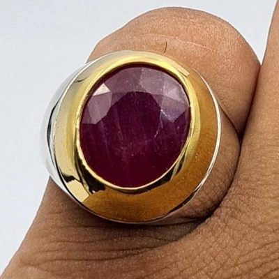 Pre-owned Handmade Mens Ruby Ring Real Big Ruby Stone Natural Rubis Bague Christmas Gift For Him In Pink