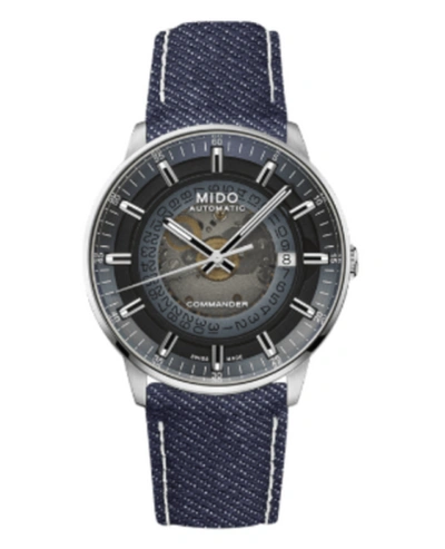 Pre-owned Mido Commander Gradient Blue Dial Fabric Men's Watch M021.407.18.411.00