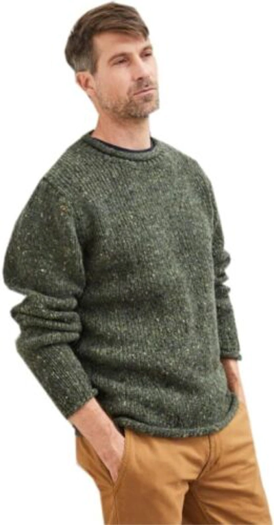 Pre-owned Aran Woollen Mills Irish Roll-neck Green Fisherman Sweater For Men