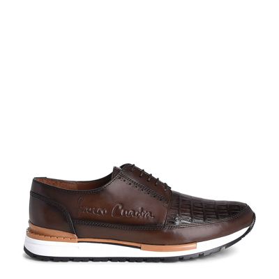 Pre-owned Cuadra Cayman Belly Fuscus Leather Sneakers – Handmade By  Boots (127cwts) In Brown