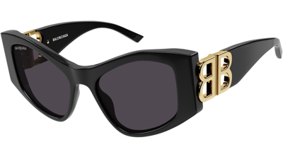 Pre-owned Balenciaga Cat Eye Sunglasses Bb0287s-001 Black Frame Grey Lenses In Gray