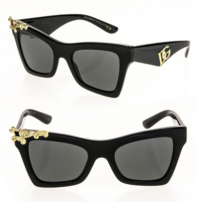 Pre-owned Dolce & Gabbana Crossed Logo 4434 Black Baroque Sunglass Perry Fashion Dg4434 In Gray