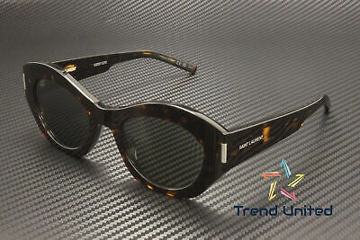 Pre-owned Saint Laurent Sl 639 002 Cat Eye Acetate Havana Grey 52 Mm Women's Sunglasses In Gray