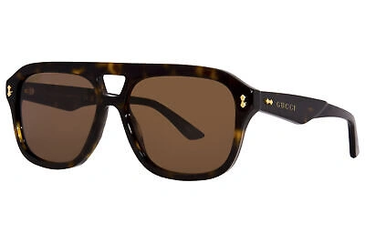 Pre-owned Gucci Gg1263s 006 Sunglasses Men's Havana/brown Lenses Pilot Shape 57mm