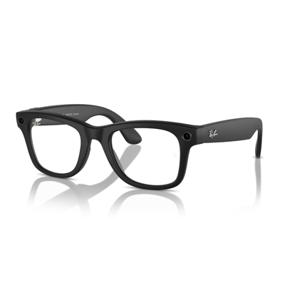 Pre-owned Ray Ban Ray-ban Meta Wayfarer Smart Glasses L Matte Black Clear To G15 Green Transitions