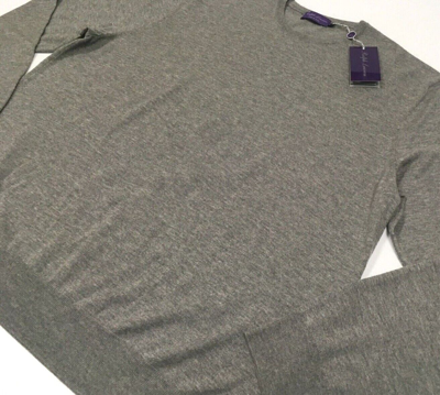 Pre-owned Ralph Lauren Purple Label Purple Label Ralph Lauren 100% Cashmere Lightweight Soft Knit Sweater Gentleman In Gray