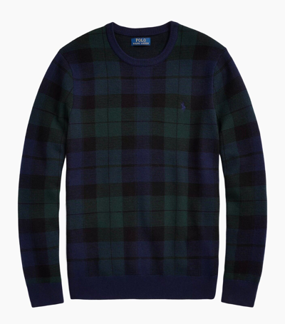 Pre-owned Polo Ralph Lauren Blackwatch Plaid Merino Wool Knit Pullover Sweater In Multicolor