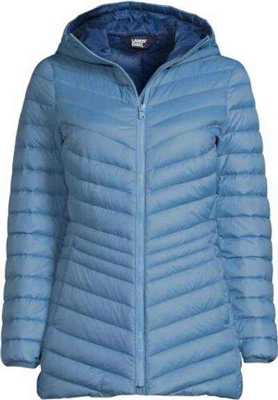 Pre-owned Lands' End Women's Ultralight Packable Down Jacket In Muted Blue