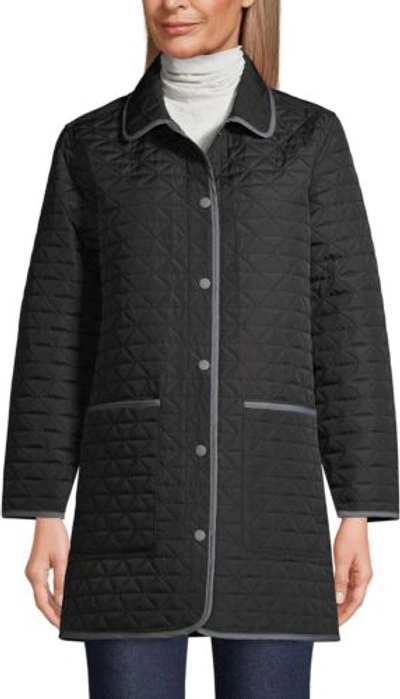 Pre-owned Lands' End Women's Insulated Reversible Barn Coat In Black