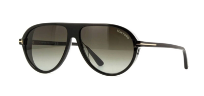 Pre-owned Tom Ford Marcus Ft 1023 01b Shiny Black/grey Green Shaded Sunglasses