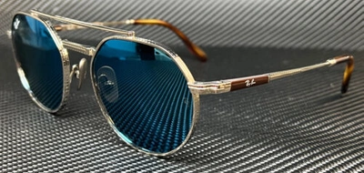 Pre-owned Ray Ban Rb8265 3139o4 Silver Blue Polarized Titanium 53 Mm Sunglasses