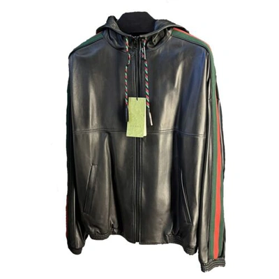 Pre-owned Gucci Hooded Leather Jacket In All Sizes In Black