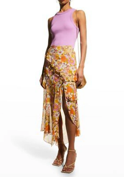 Pre-owned Veronica Beard Women's Eleonora Floral Silk Midi-skirt, 4 In Multicolor