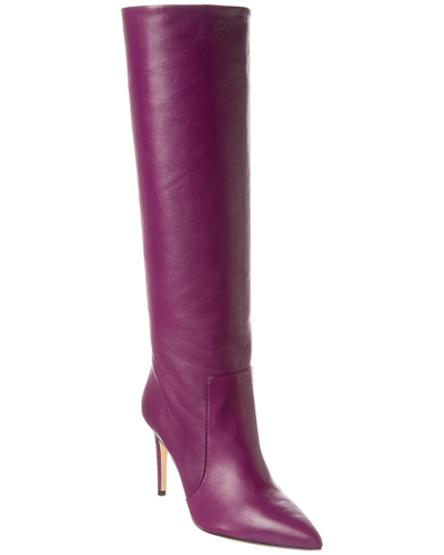 Pre-owned Paris Texas Stiletto Leather Knee-high Boot Women's In Purple