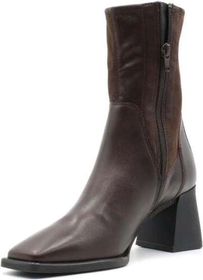 Pre-owned Vagabond Shoemakers Hedda Leather Short Stretch Bootie In Chocolate