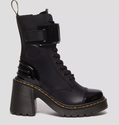 Pre-owned Dr. Martens Women Gaya 10i Leather Heeled Boots 31006001 In Black