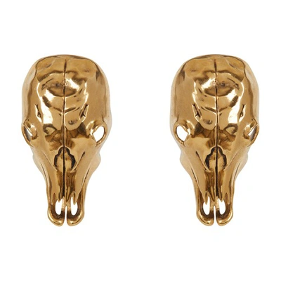 Balmain Buffalo Skull Earrings In Gold