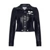 Courrèges Reedition Cropped Coated Cotton-blend Jacket In Navy