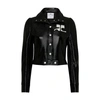 Courrèges Logo-print Faux-leather Cropped Jacket In Black