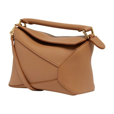 Loewe Puzzle Mini Leather Shoulder Bag In Toffee