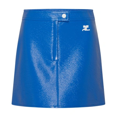 Courrèges Vinyl Mini Skirt In Blue