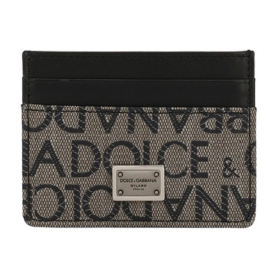 Dolce & Gabbana Jacquard Card Holder In Brown_black