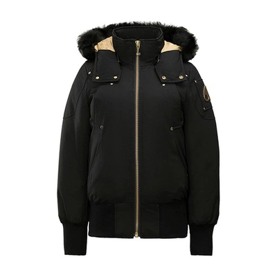 Moose Knuckles Womens Gold Debbie Bomber Neoshear In Noir_mouton_noir