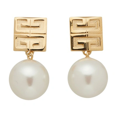 Givenchy White And Golden Brass 4g Earrings In White_golden
