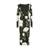 Dolce & Gabbana Satin Calf-length Dress With White Rose Print In Rose_bianche_f_nero