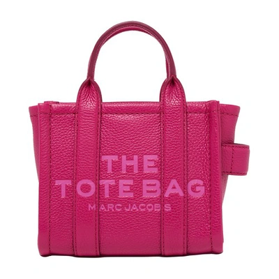 Marc Jacobs The Leather Mini Tote Bag In Lipstick_pink