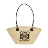 Loewe X Paula's Ibiza Anagram Small Basket Bag In Iraca Palm With Leather Handles In Natural_black