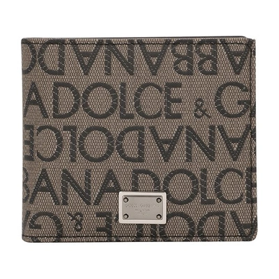 Dolce & Gabbana Jacquard Wallet In Brown_black
