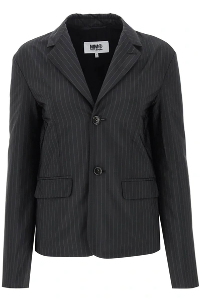 Mm6 Maison Margiela Pinstripe Tailored Blazer In Black