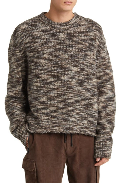 Frame Crew-neck Marled-knit Sweater In Brown