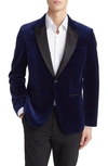 Hugo Boss Hutson Silk Blend Velvet Dinner Jacket In Navy