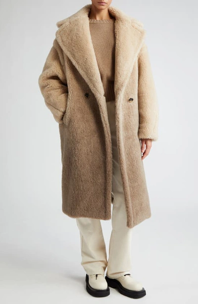 Max Mara Gatto Ombre Double-breasted Wool Coat In Beige,brown,neutro