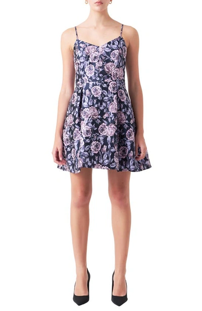 Endless Rose Women's Floral Jacquard Mini Dress In Purple Multi