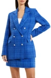FRENCH CONNECTION AZZURRA DOUBLE BREASTED TWEED BLAZER