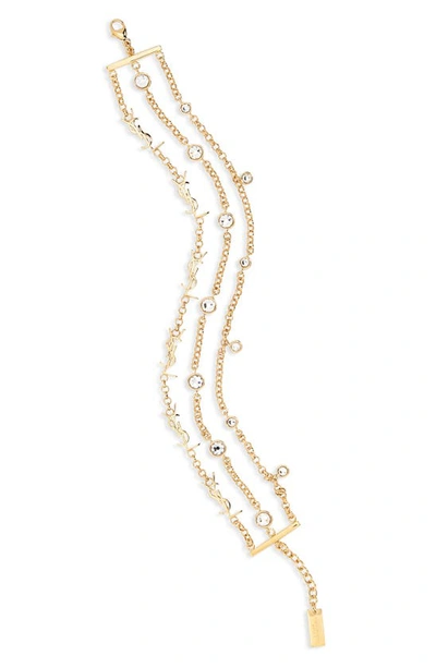 Saint Laurent Cassandre Pendants Chain Bracelet In Gold