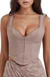House Of Cb Womens Mushroom Robyn Sweetheart-neck Stretch-woven Top In Mushroom