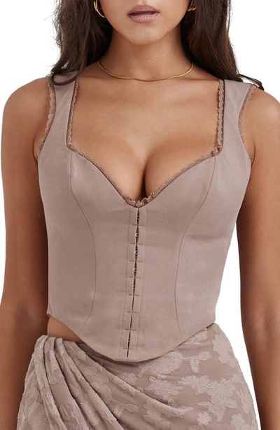 House Of Cb Womens Mushroom Robyn Sweetheart-neck Stretch-woven Top