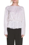 Endless Rose Sequin Peplum Top In Silver