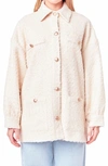 English Factory Tweed Button-up Shirt Jacket In Ivory
