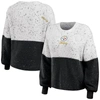 WEAR BY ERIN ANDREWS WEAR BY ERIN ANDREWS  WHITE/BLACK PITTSBURGH STEELERS LIGHWEIGHT MODEST CROP COLOR-BLOCK PULLOVER SW