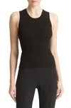 Vince Ribbed High-neck Tank Top In Black
