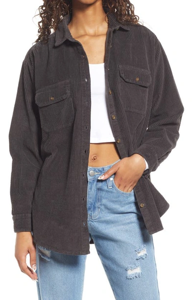 Billabong Always Golden Oversize Cotton Corduroy Shirt Jacket In Off Black