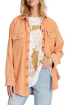 Billabong Always Golden Oversize Cotton Corduroy Shirt Jacket In Desert Clay