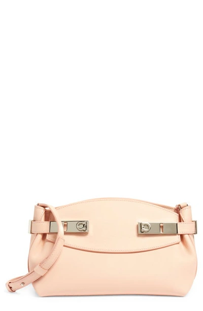 Ferragamo Small Hug Leather Clutch Bag In Pink