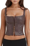 HOUSE OF CB HOUSE OF CB FAUX LEATHER CROP CORSET TANK